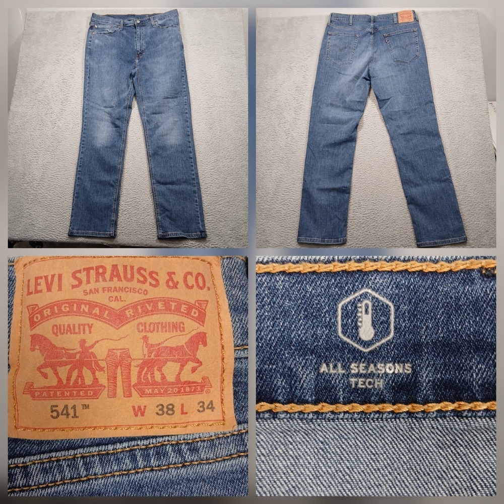 Levi's 541 Men's Athletic Fit Jeans 38x34 Blue Denim All‎ Seasons Tech